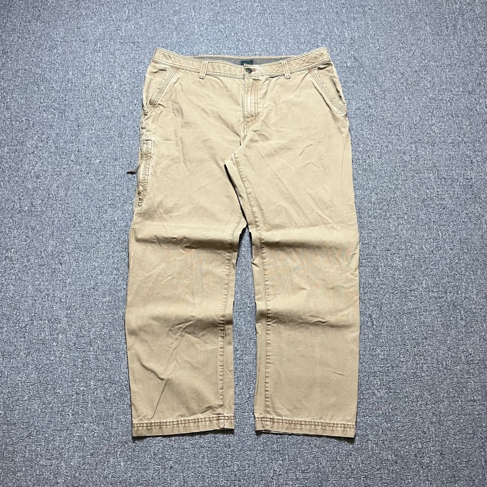 G.H. Bass & Co. Canvas Cargo Pants 38x32 Tan Khaki Cotton Workwear Outdoor - Picture 2 of 10